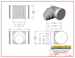 15" (375 mm) x 12" (300 mm) x 10" (250 mm) Reducing Tee