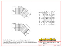 Dual Wall 45° Elbow - Inline Bell End 12-48" External