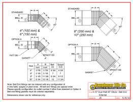 4-10" Dual Wall 45° Elbow - Bell End External